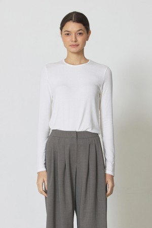 [재입고] Wool jersey sleek neck top warm ivory