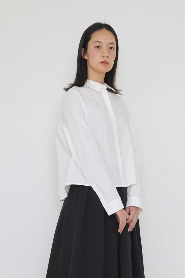 manuelle et guillaume - 셔츠 - [재입고] Light signature cotton shirt white