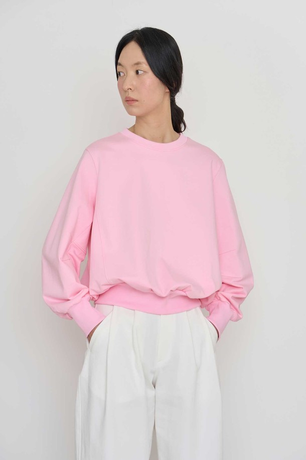 manuelle et guillaume - 스웻셔츠 - Volume cut sweat top light pink