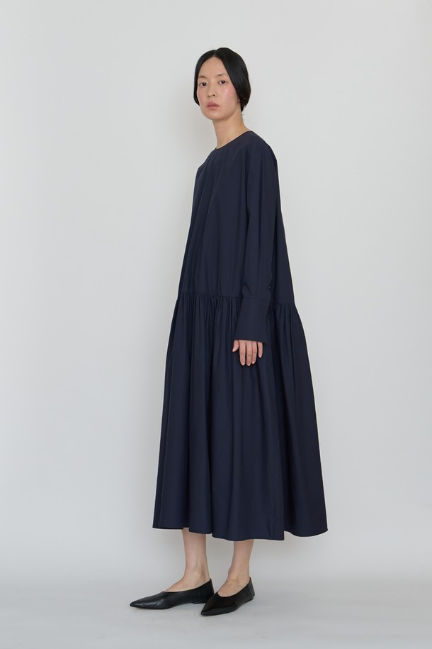 manuelle et guillaume - 긴소매 원피스 - Cotton full robe navy