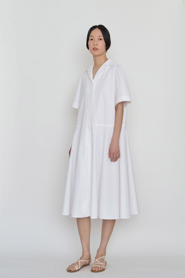 manuelle et guillaume - 반소매 원피스 - Modern breeze robe white