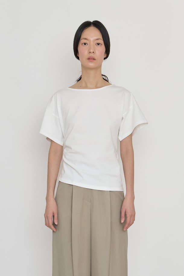 manuelle et guillaume - 반소매 티셔츠 - Unbalanced drop top white