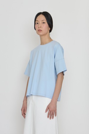 Embroidery line cotton top sky blue