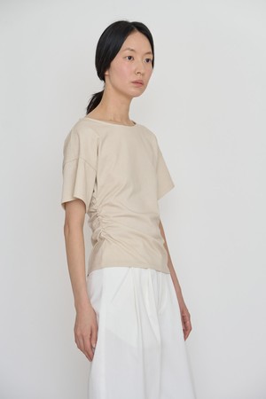 Unbalanced drop top cream beige