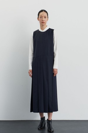 Pleats jumper dress navy