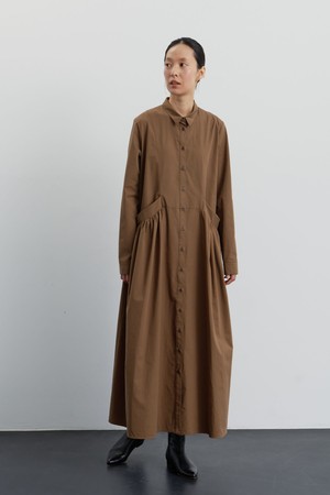 [26FW재입고] Manu cotton shirt dress brown