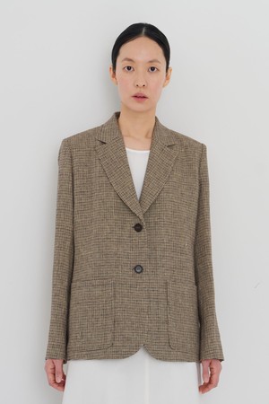 Checked linen classic jacket