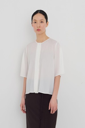 Soft sheer pleats top white