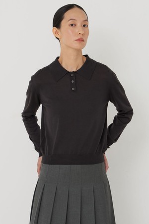 Extra fine merino polo knit brown