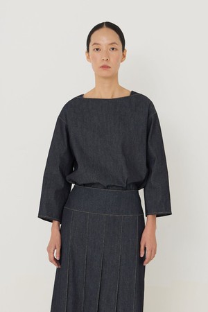 Minimal raw denim top