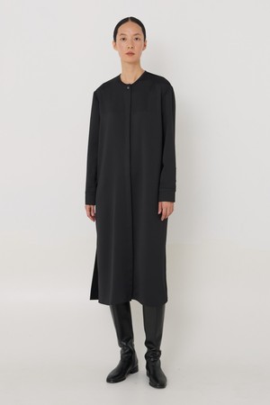 Refined belted long dress black