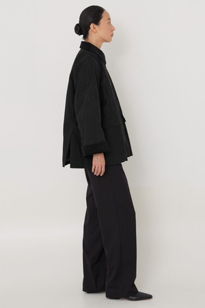 Corduroy trim padded jacket black