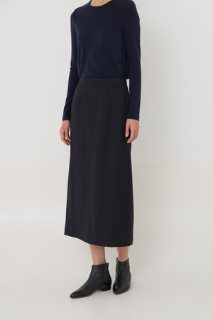 Refined Wool Midi Skirt Ink navy