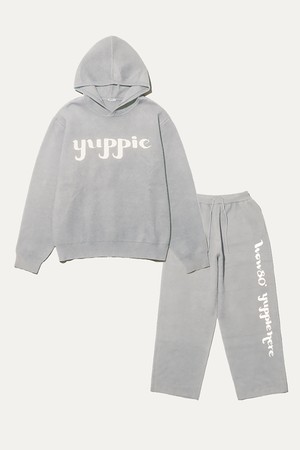 여성 yuppie 니트 후드 팬츠 SET