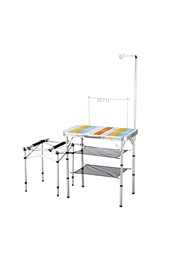 코베아 2웨이 키친 테이블2 M은 캠핑 및 아웃도어 활동에 적합한 우드 및 믹스 색상의 알루미늄 소재 캠핑테이블입니다. 3단계 높이 조절, 다용도 레이아웃, 메쉬 수납공간, 버너 스탠드 및 랜턴걸이를 포함한 다양한 기능을 제공하며, 접이식으로 수납이 용이합니다. 주방 테이블, 일반 테이블, 로우 테이블 등으로 다용도 활용이 가능하며, 최대 40kg까지 하중을 지탱합니다.
