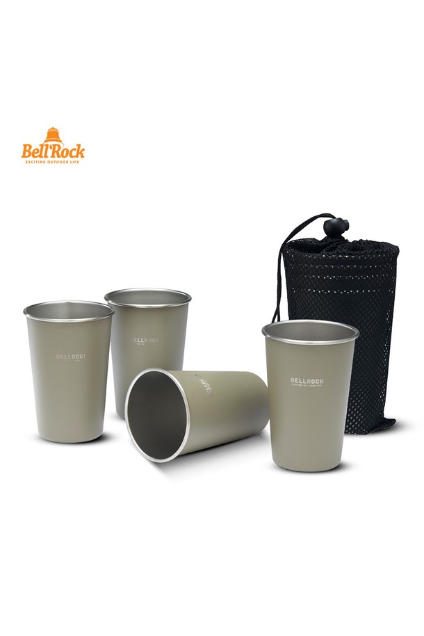 BellRock - 키친 - 벨락 스텐 올뉴 다용도컵 520ml 4P set(샌드) 맥주컵 캠핑컵