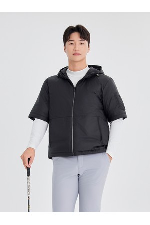 남성 골프 반팔 후드 스윙 다운 점퍼 VMDWOA01_BK
