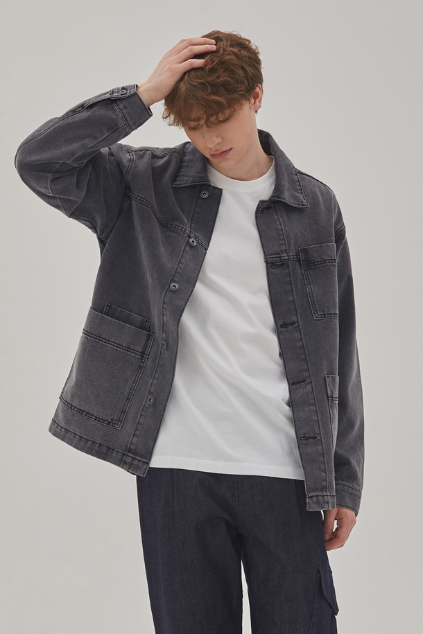 CORK - 수트/블레이저자켓 - DENIM SQUARE POCKET WORK JACKET GRAY BLACK