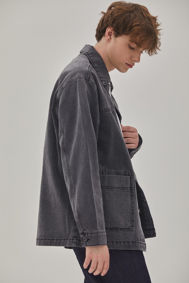 CORK - 수트/블레이저자켓 - DENIM SQUARE POCKET WORK JACKET GRAY BLACK