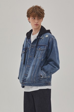 DENIM HOOD TRUCKER JACKET_DETACHABLE HOOD