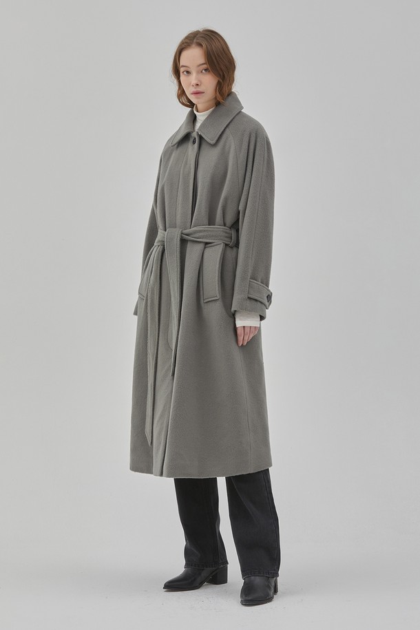 RYUL+WAI: - 코트 - WOOL OVER FIT QUILTING LONG COAT KHAKI