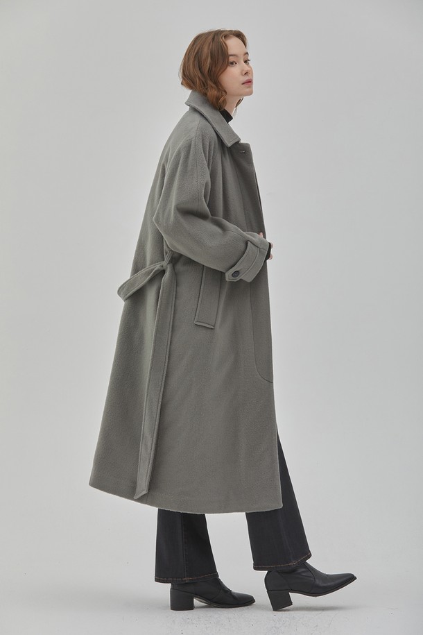 RYUL+WAI: - 코트 - WOOL OVER FIT QUILTING LONG COAT KHAKI