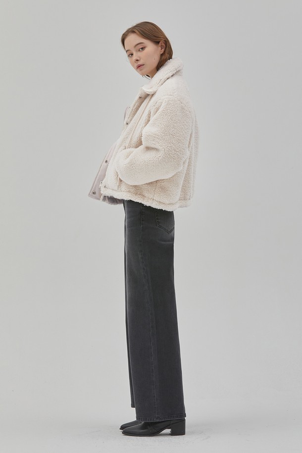 RYUL+WAI: - 코트 - ECO FUR HIGH NECK STRING COAT IVORY