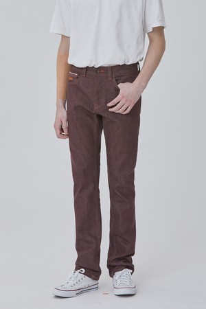 DENIM COLORED SELVEDGE PANTS WINE