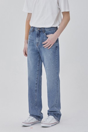 DENIM PAINTING STRAIGHT PANTS INDIGO