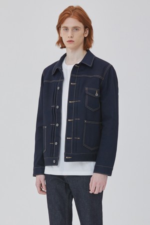 DENIM TWO TUCK POCKET  RAW JACKET NAVY