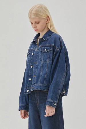 DENIM DOLMAN SLEEVE OVERSIZE JACKET INDIGO