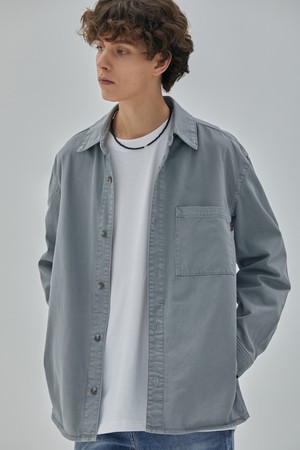 DENIM GARMENT POCKET SHIRTS BLUE GREY