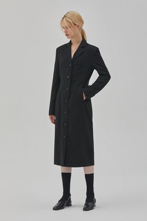 TAILORED WOOL LONG DRESS BLACK