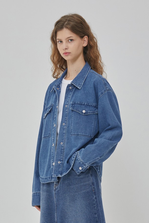 RYUL+WAI: - 셔츠 - DENIM ROUND HEM OVERFIT SHIRKET INDIGO