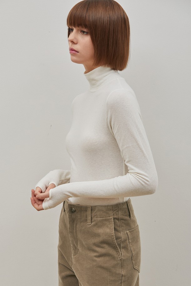 RYUL+WAI: - 긴소매 티셔츠 - WARMER ANGORA HIGH NECK TOP IVORY