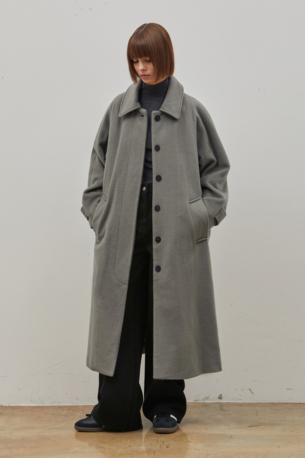 RYUL+WAI: - 코트 - WOOL QUILTING OVER LONG COAT KHAKI