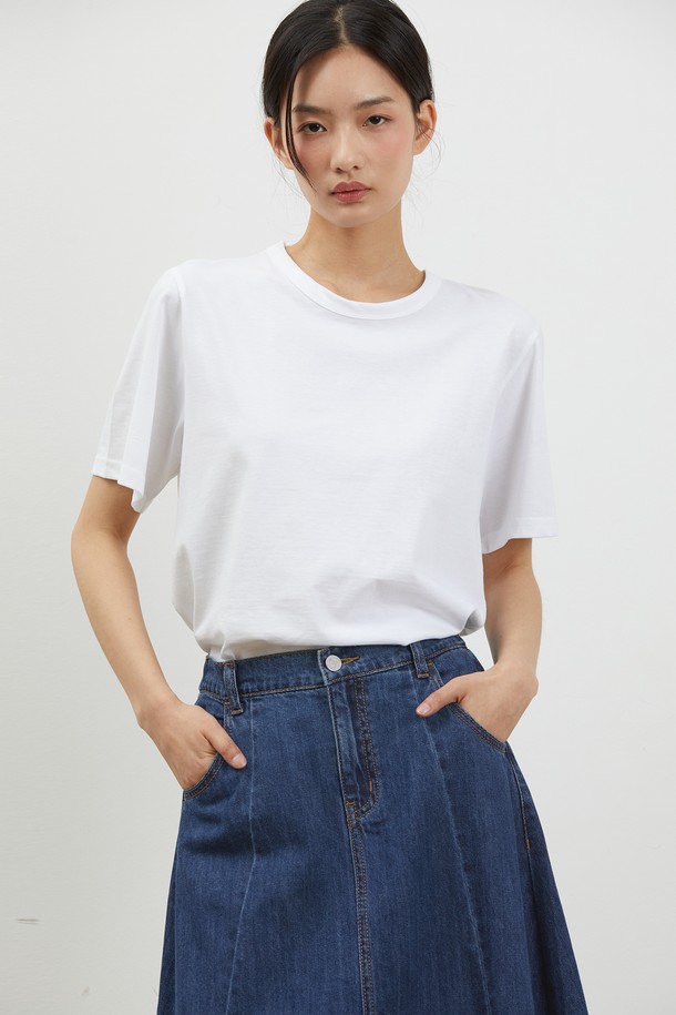 RYUL+WAI: - 반소매 티셔츠 - BACK OPEN WRAP LOOSE TOP WHITE