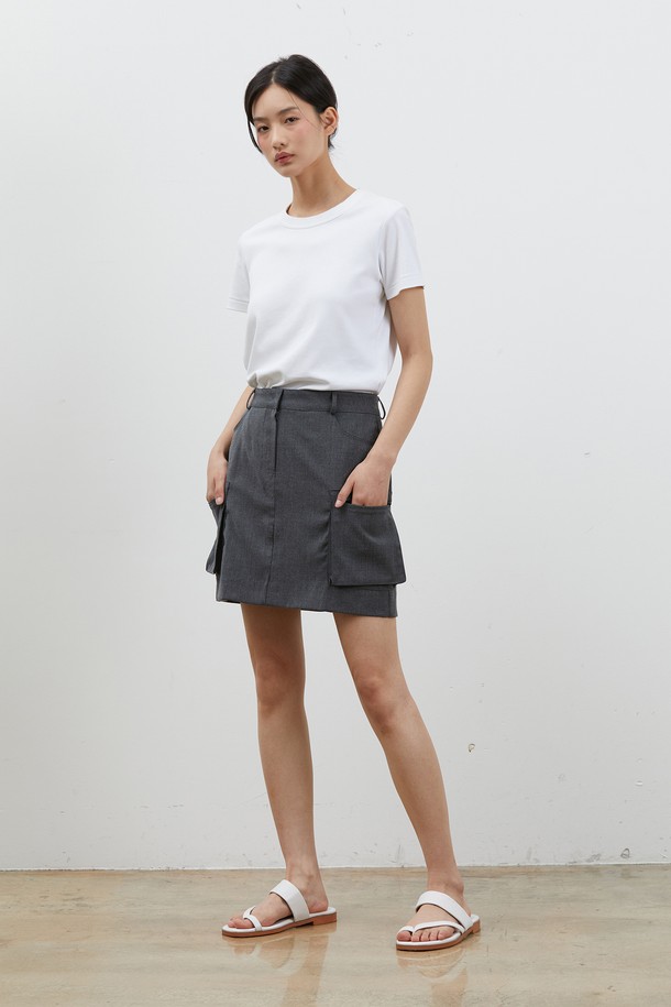 RYUL+WAI: - 미니스커트 - OUT POCKET MINISKIRT GREY