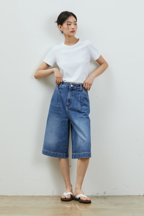 RYUL+WAI: - 데님 - DENIM RELAX BERMUDA PANTS INDIGO