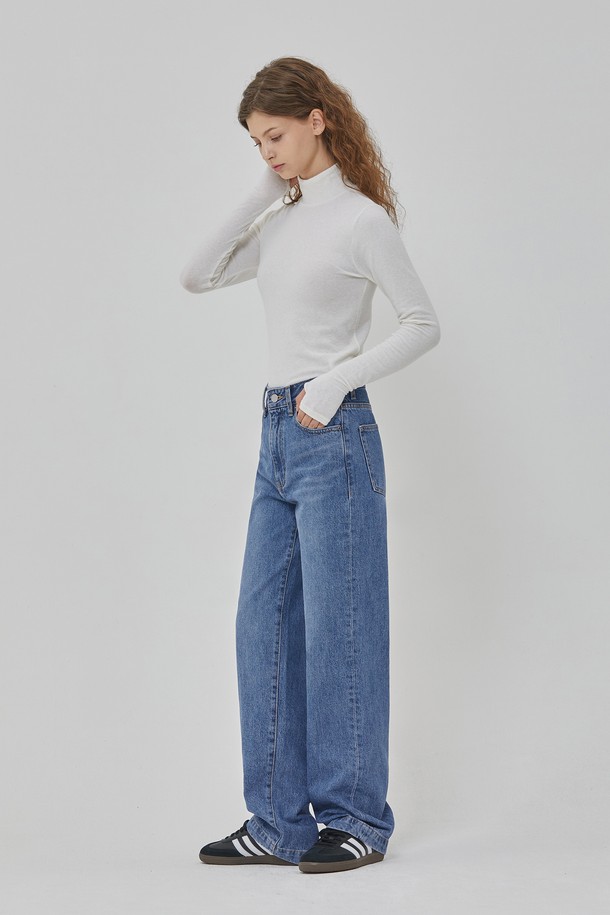 RYUL+WAI: - 데님 - DENIM BASIC SEMI WIDE PANTS INDIGO