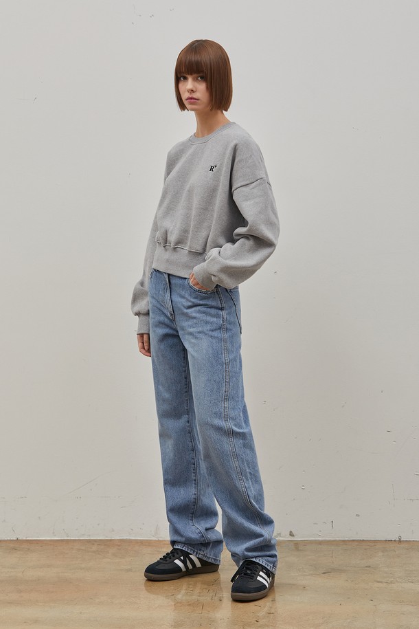 RYUL+WAI: - 스웻셔츠 - STEADY CROP SWEATSHIRT GRAY