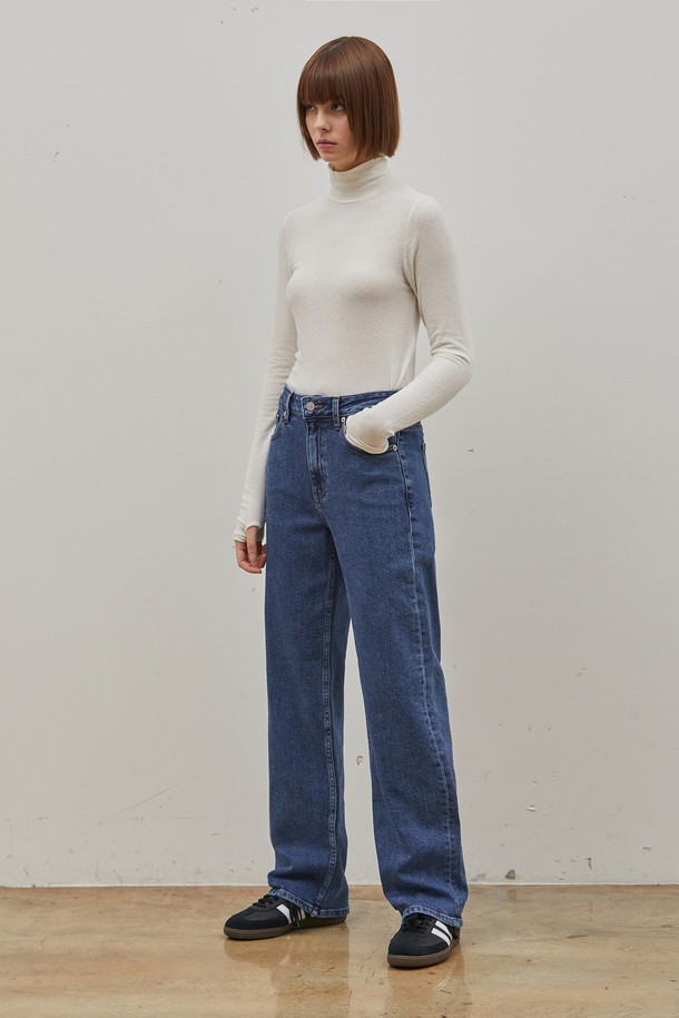 RYUL+WAI: - 데님 - DENIM STRAIGHT FIT BASIC PANTS INDIGO