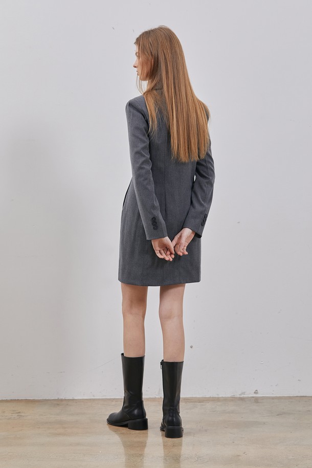 RYUL+WAI: - 긴소매 원피스 - WOOL TAILORED MINI DRESS GREY