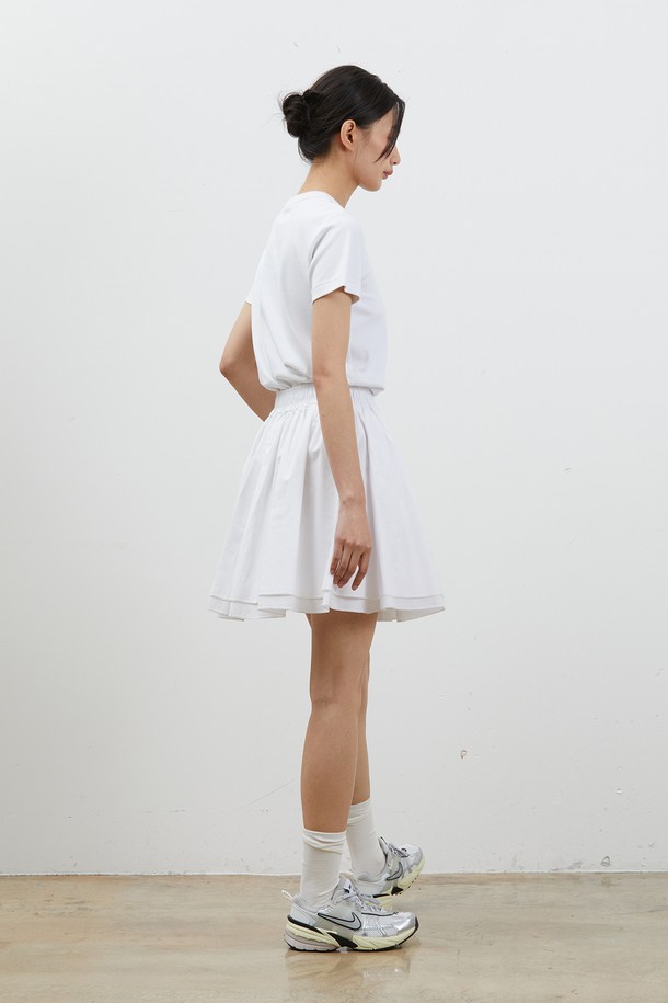 RYUL+WAI: - 미니스커트 - DOUBLE FRILL COTTON MINISKIRT WHITE