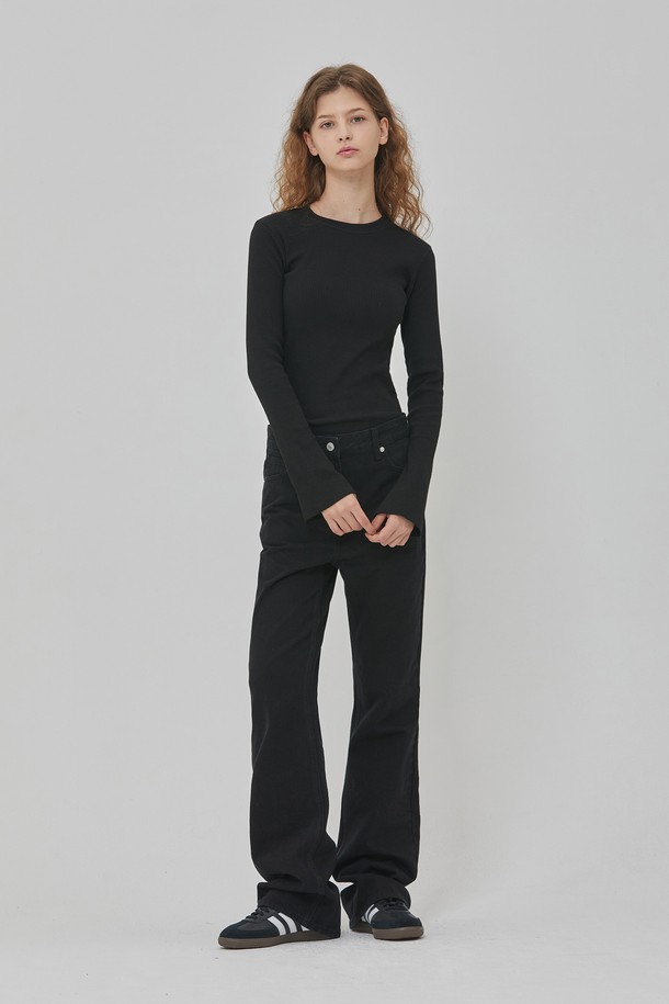 RYUL+WAI: - 스웨터 - BELL SLEEVE BUTTON KNIT BLACK