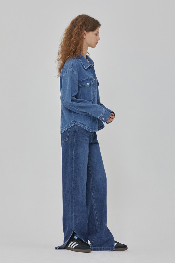 RYUL+WAI: - 셔츠 - DENIM ROUND HEM OVERFIT SHIRKET INDIGO