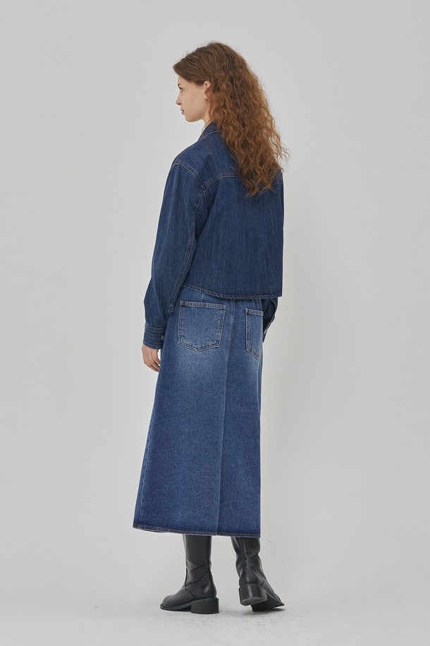 RYUL+WAI: - 셔츠 - DENIM CROP BASIC SHIRKET INDIGO