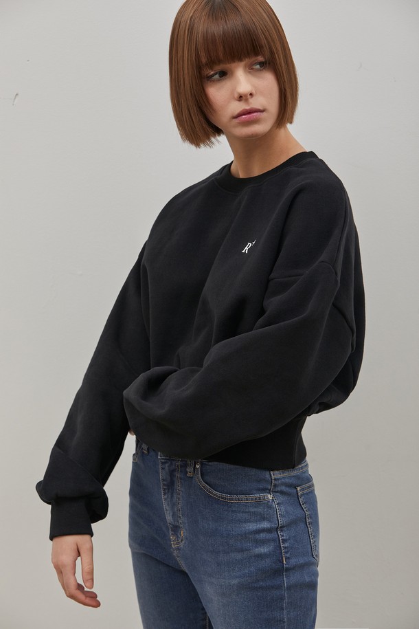 RYUL+WAI: - 스웻셔츠 - STEADY CROP SWEATSHIRT BLACK