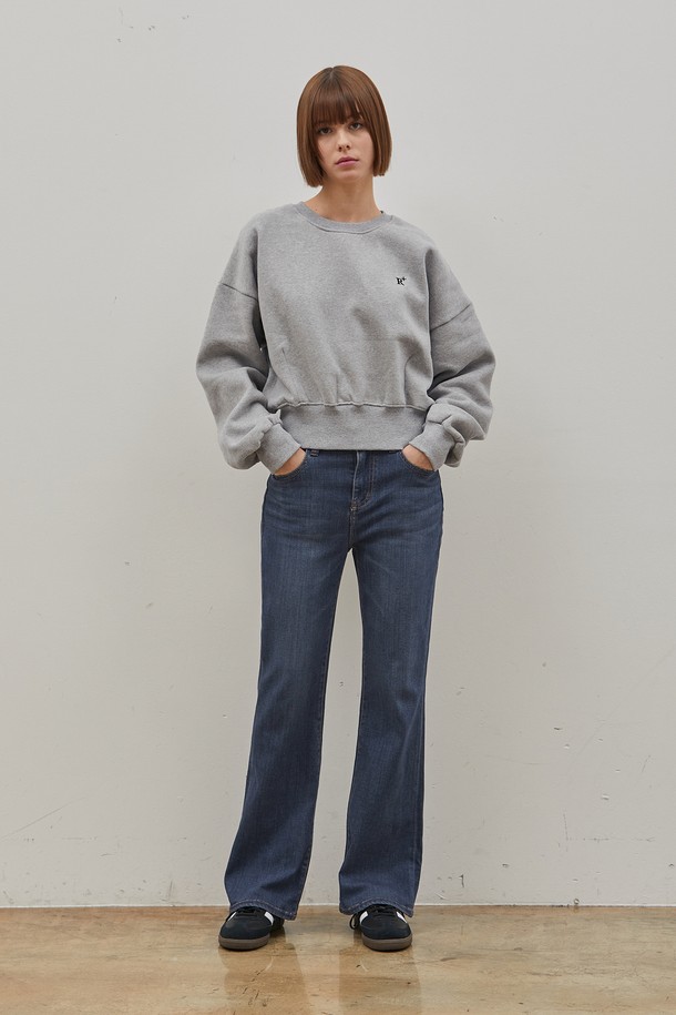 RYUL+WAI: - 스웻셔츠 - STEADY CROP SWEATSHIRT GRAY