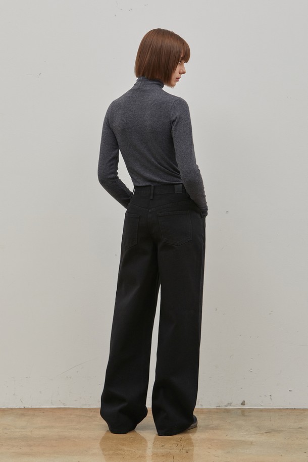 RYUL+WAI: - 데님 - DENIM LOOSE LONG WIDE PANTS BLACK